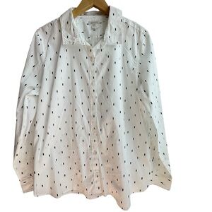 Garnet Hill Essential Organic Cotton Shirt Button Up Short 16 NEW